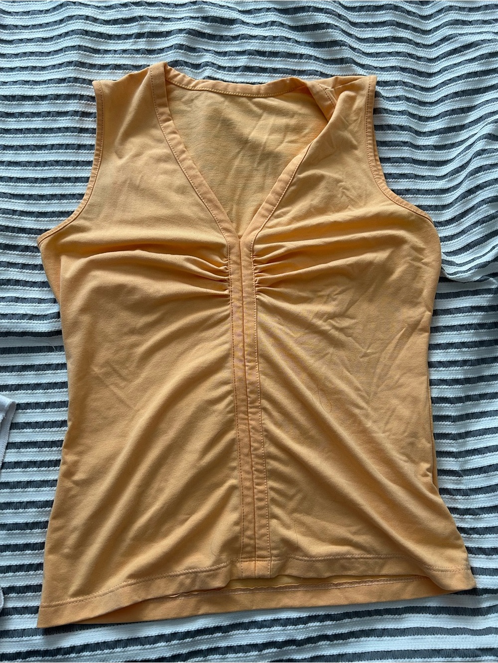 Weekenders Peach Ruched V-Neck Tank